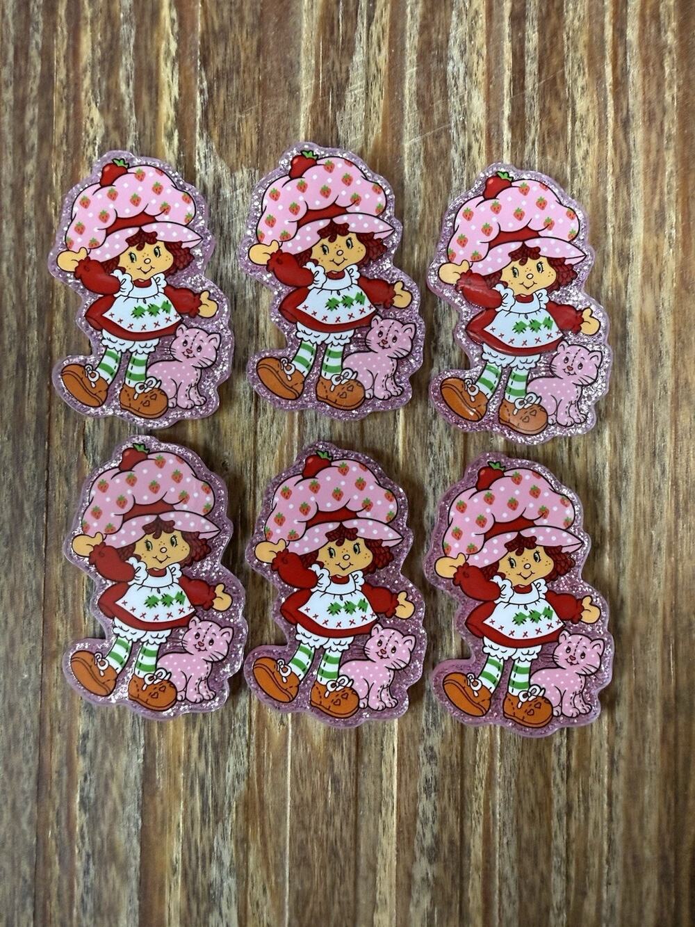 6 Pc Strawberry Shortcake Acrylic Flatbacks